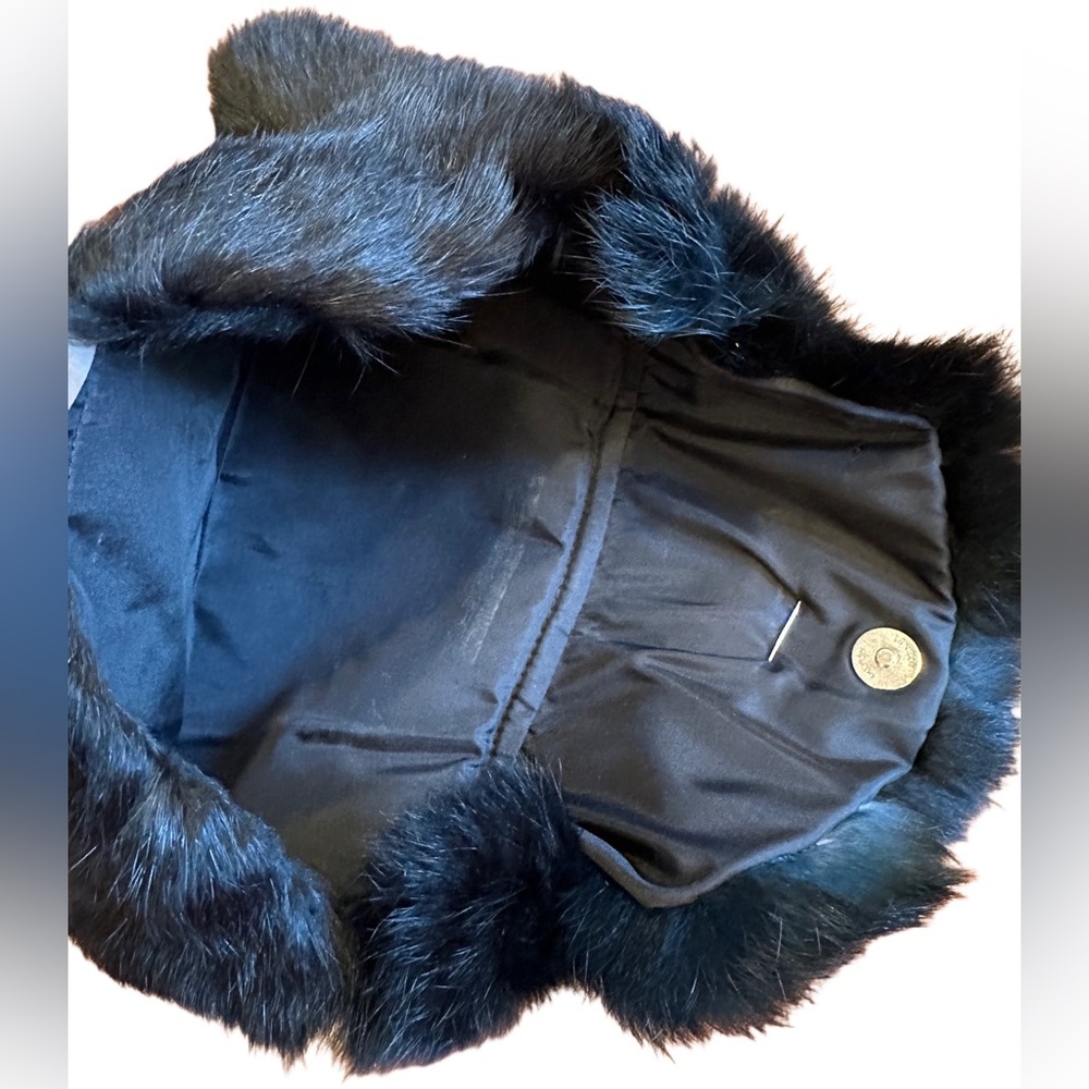 Vintage real genuine rabbit fur evening clutch with crystal brooch closure - Picture 4 of 5